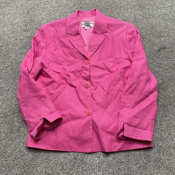 Pendleton Jackets & Blazers - Pendleton Blazer Womens 8 Pink Linen Lined 3 Button Notch Lapel Jacket Office